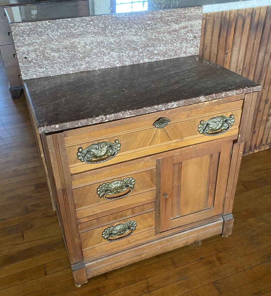 3 Drawer 1 Door Small Dresser w Marble Top