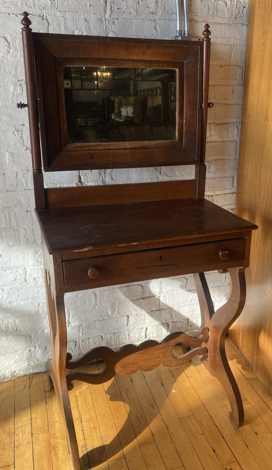 Small Wooden Vanity w Mirror