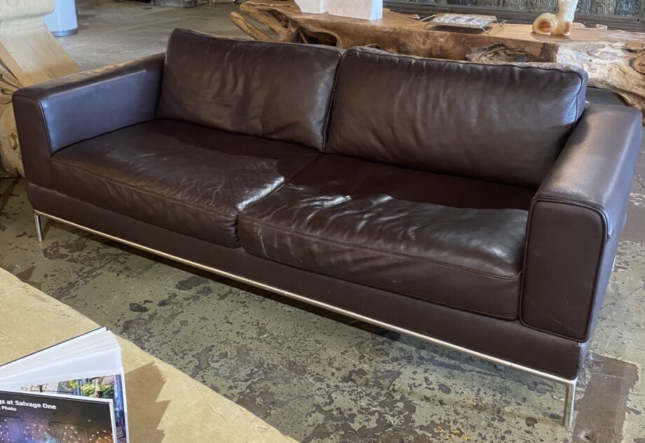 Brown Leather MCM Style Couch