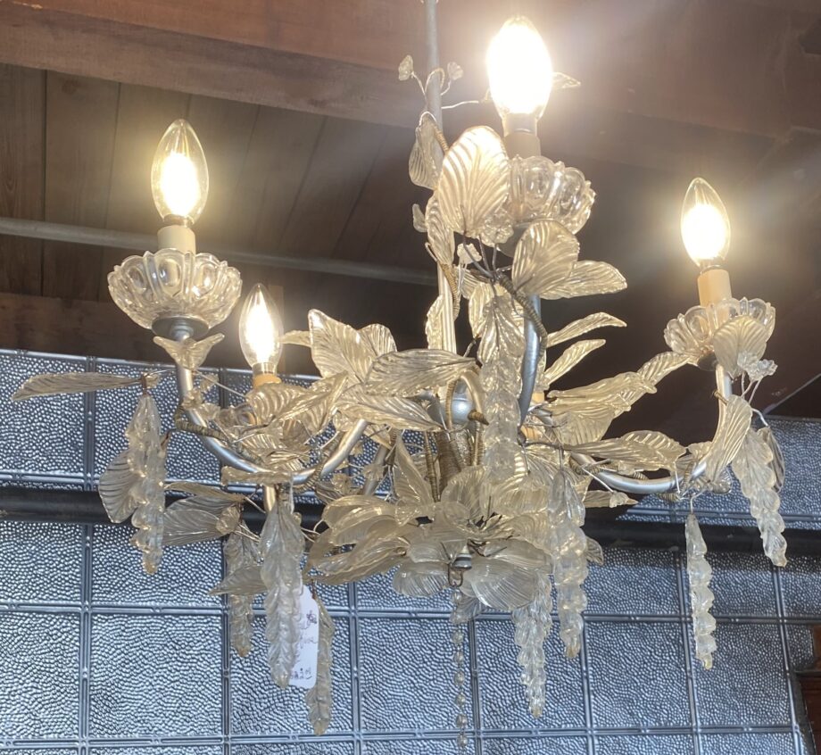 5 Light Italian Fixture w all Glass Leaves