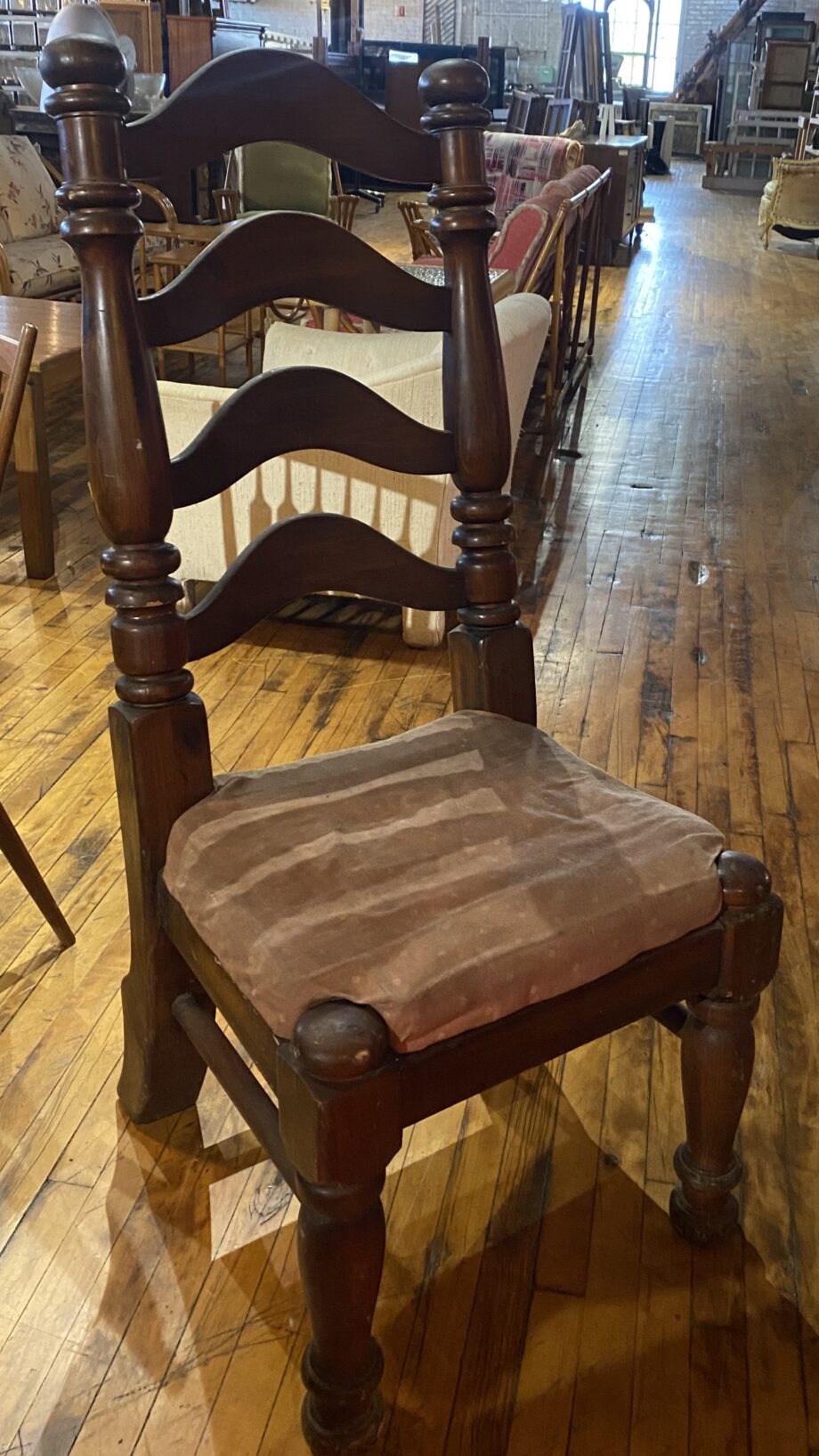 Thick Wood Large Dining Chair w Colored Cushion