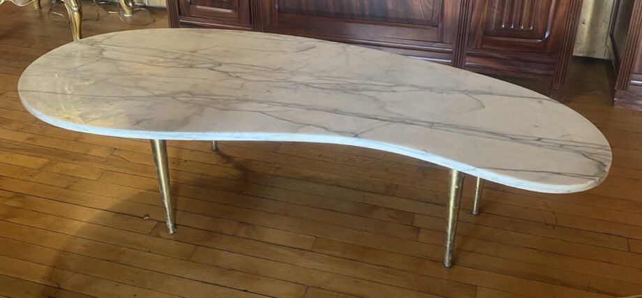 Kidney Shaped Marble Topped Coffee Table