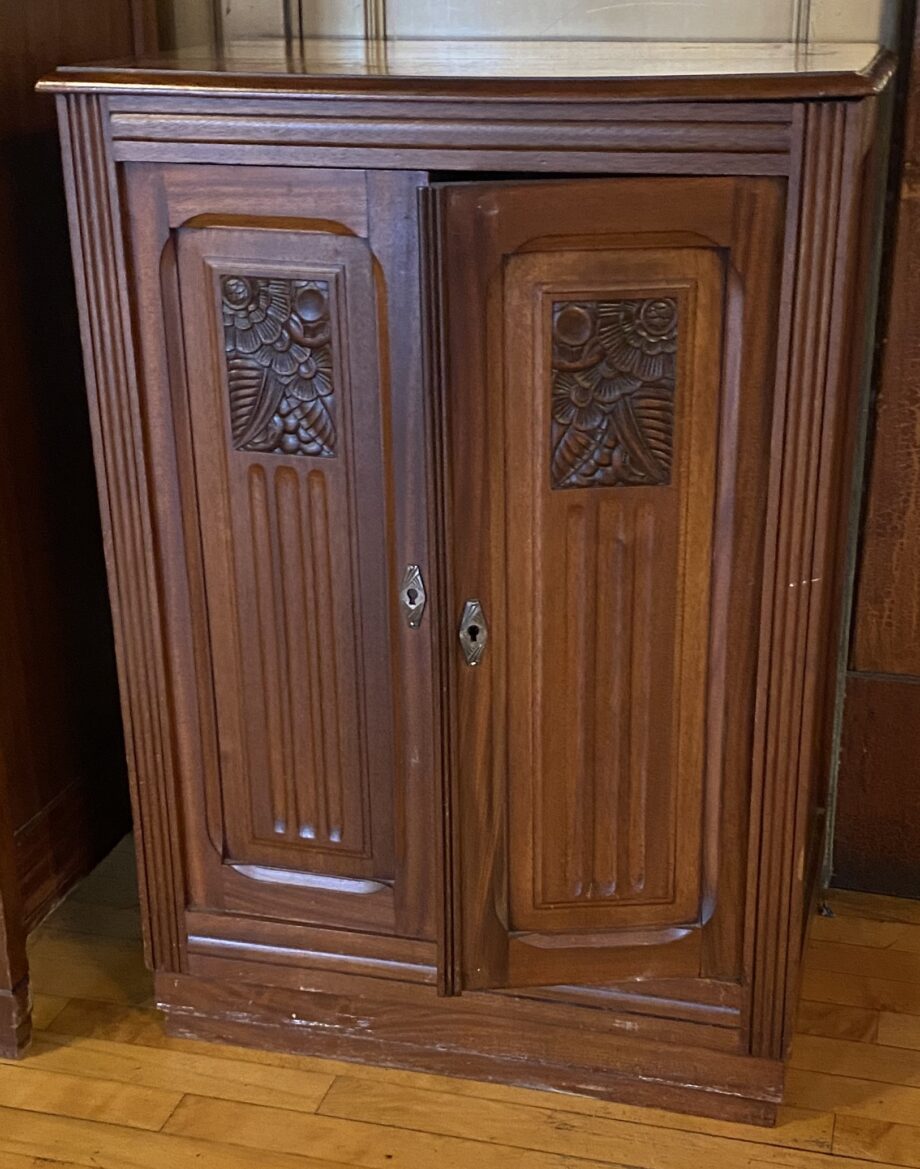 Antique French Carved End Table Cabinet