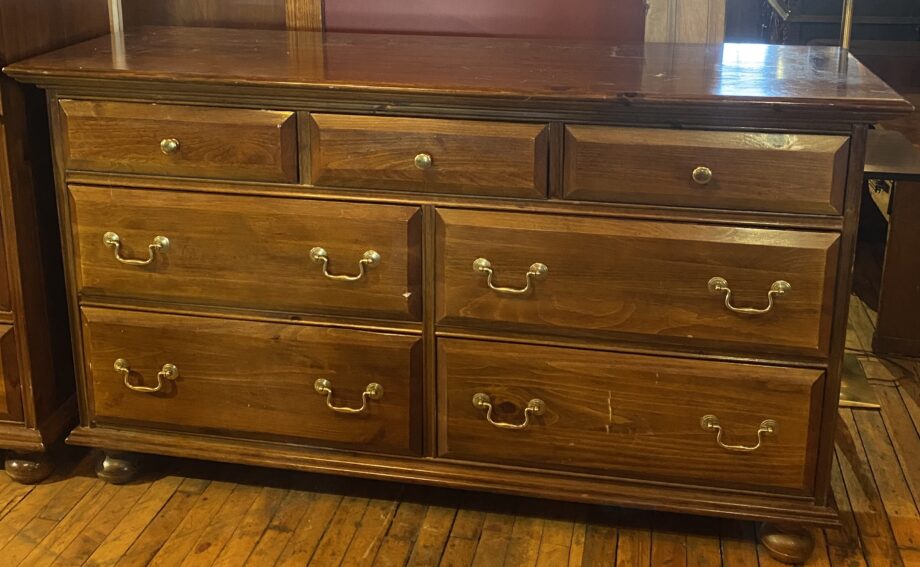 Dark Wood 7 Drawer Low Boy Dresser