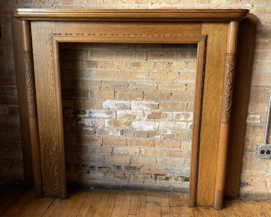 Raw Wood Half Mantel w Rounded Columns