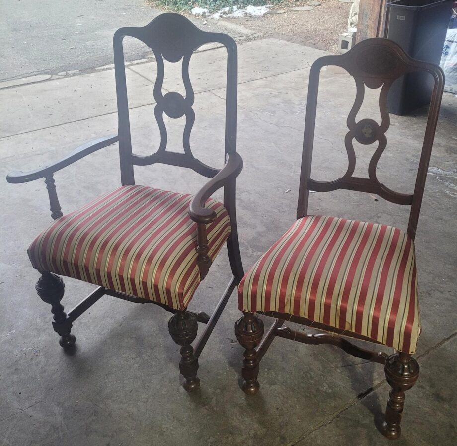 Red and Grey Striped Seat Dining Chair