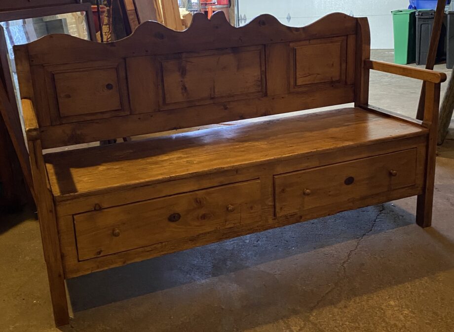 Large Wooden Bench w 2 Storage Drawers