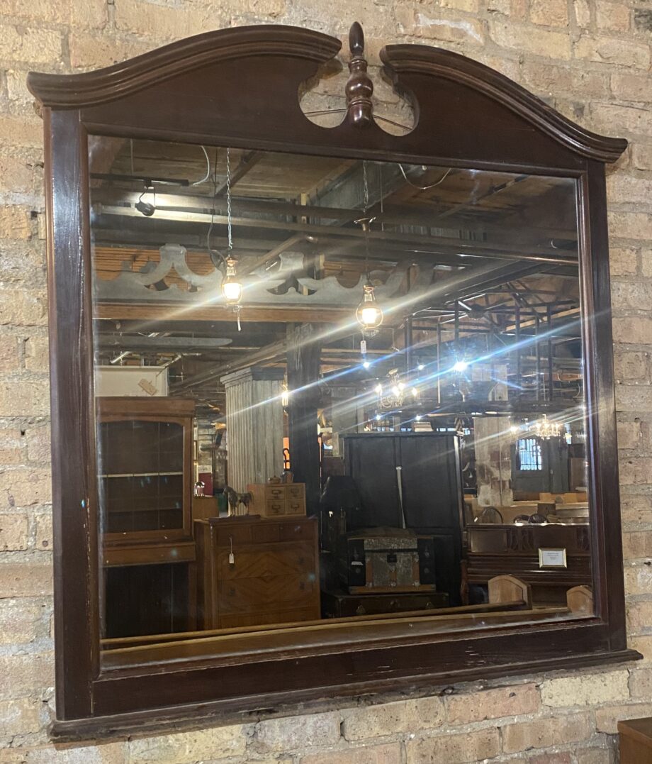 Large Mirror w Wavy Top Trim and Finial