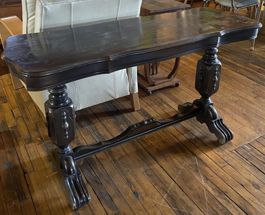 Dark Brown Console Table w Mustache Inlay