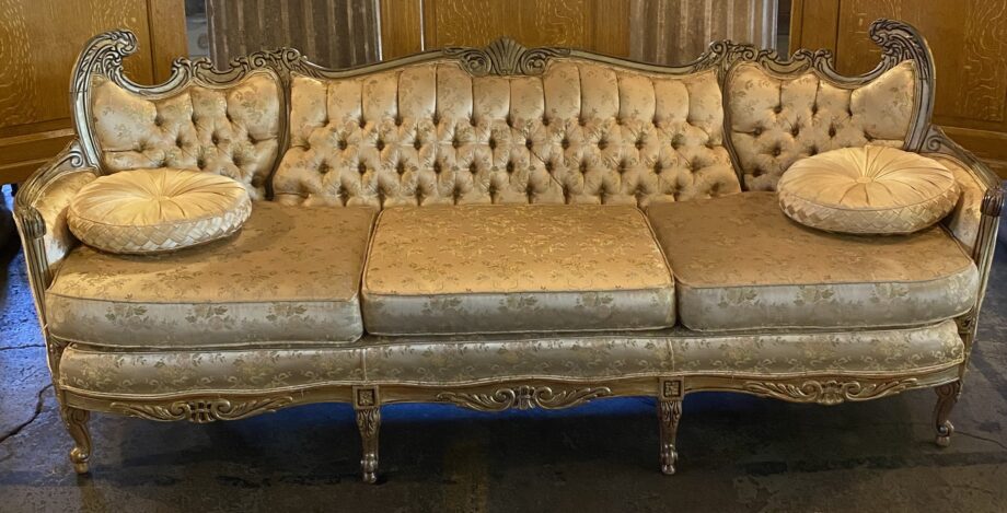 Gold French Provincial Couch w Flower Print