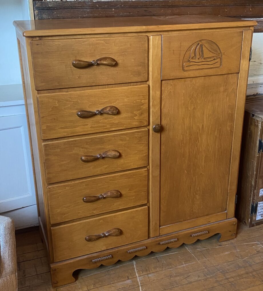 Children's Wardrobe w Sailboat Carving