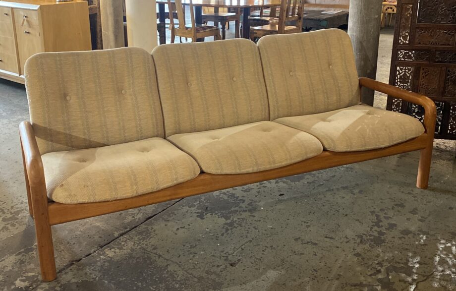 Teak 3 Seat Beige Couch