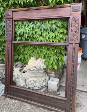 Carved Wood Window Surround Trim w/ Carved Leaves And Bamboo