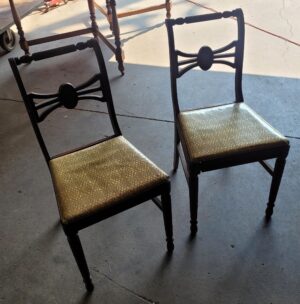 Murphy Brand Duncan Phyfe Style Dining Chairs w/ Gold Brocade