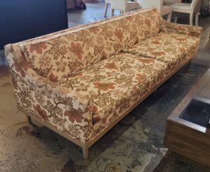 MCM Mid Century Modern Sofa w/Orange, Tan & White Upholstery