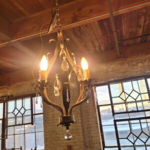 3 Bulb Leaf and Crystal Chandelier