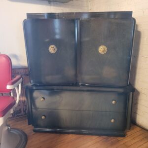 Black Highboy Dresser 2 Doors 2 Drawers