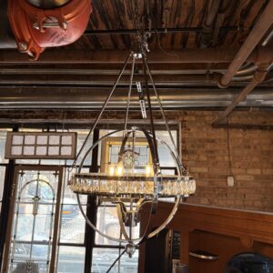 Chrome Circle Hanging Light w Prisms