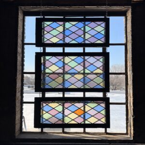 Multi Colored Diamond Stained Glass Window
