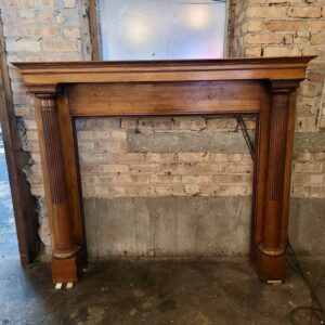 1890s Elm Half Fireplace Mantel w Columns