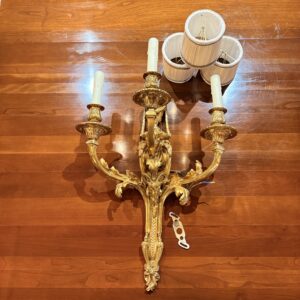 PAIR Brass Neoclassical Rams Head Sconce