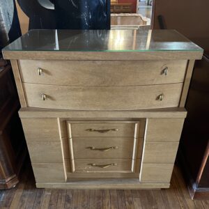 Vintage Highboy Blonde 5 Drawer Dresser