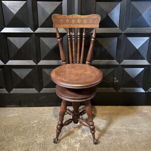 Antique Carved Piano Stool w Glass Clawfeet
