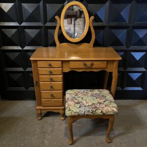 Vintage Vanity with Mirror and Stool