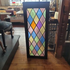 Multi Colored Diamond Stained Glass Window-As is