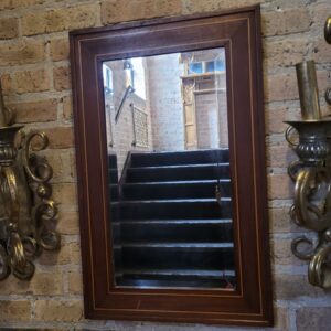 Antique Rectangle Mahogany Inlaid Mirror