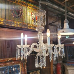 Antique 5 Light Cut Crystal Chandelier