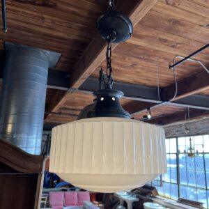 Milk Glass Scalloped Hanging Light