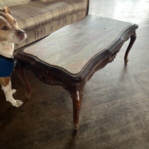 Antique Carved Coffee Table w/Marble Top