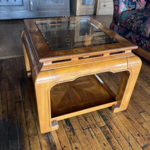 Burlwood Asian Smoked Glass Side Table