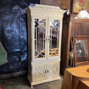 Vintage Asian Pagoda Style 4 Door Mirrored Cabinet