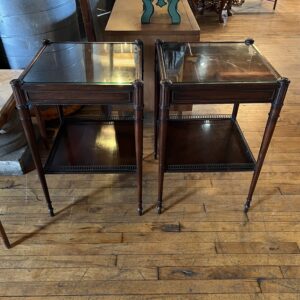 Vintage Mahogany Two Tier Side Table w Decorative Rail