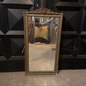 Antique Etched Glass Mirror w Flower Detail
