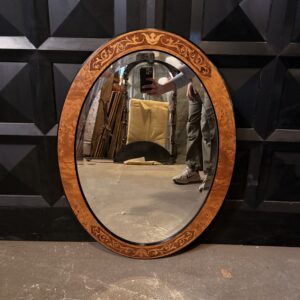 Oval Inlaid Beveled Mirror