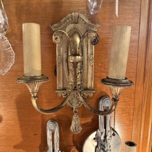 PAIR Antique Nickle Neoclassical Sconces