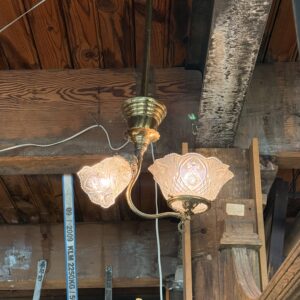 Victorian Brass 2 Bulb etched Shaded Light