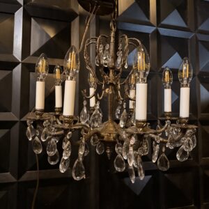 8 Light Brass & Crystal Chandelier