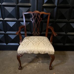 Mahogany Chippendale Clawfoot Dining Chair w White Upholstry