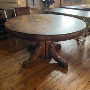 Antique Quarter Sawn Oak Round Lions Paw Table