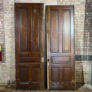 PAIR Stained 5 Panel Pocket Door Set