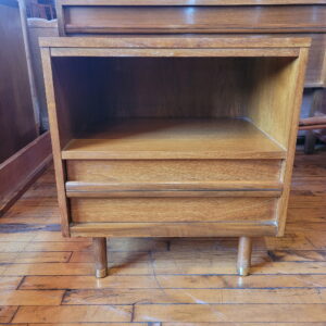 MCM 1 Drawer Side Table w/Horizontal Gold Strips