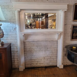 White Full Fireplace Mantel w/Beveled Mirror