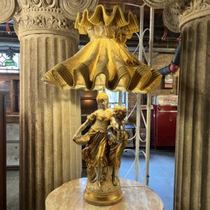 Gold French Provincial Women Statue Table Lamp