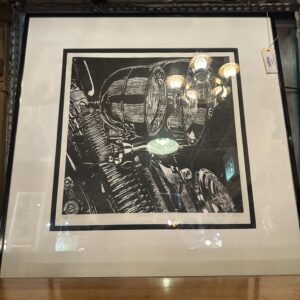 "Springer" Woodcut Print w/metal frame