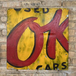 "OK Used Cars" Painting on metal and wood panel