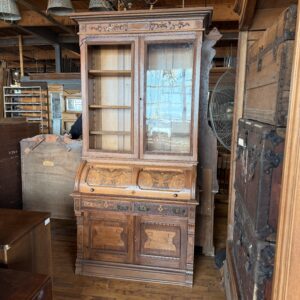 Victorian Eastlake Style Rolltop Desk w Bookcase Top